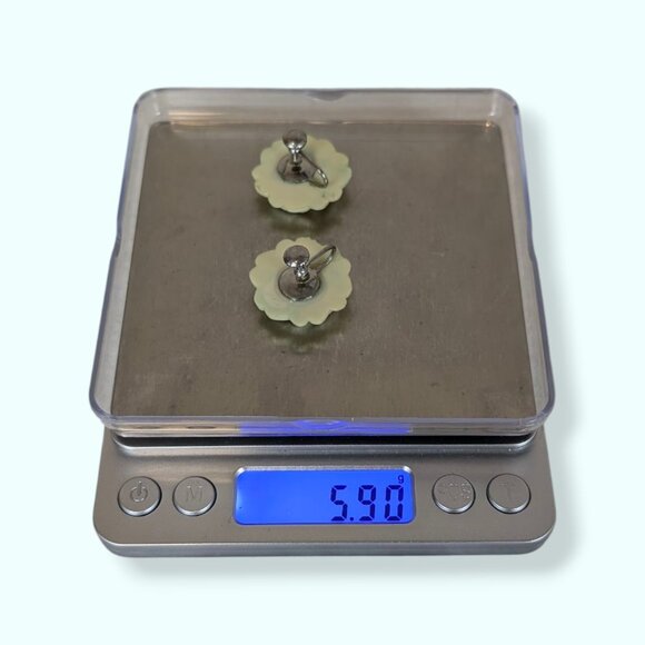 Vintage Off-White Molded Floral Earrings - Picture 6 of 6